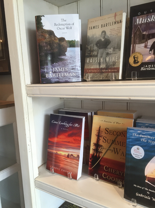 Come Looking for Me and Second Summer of War on display on the bookshelves at Veranda, Bracebridge, ON